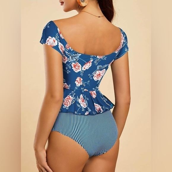 Women Peplum Bikini/Tankini High Waisted 2 Piece Set - Ferbia - Picture 2 of 12